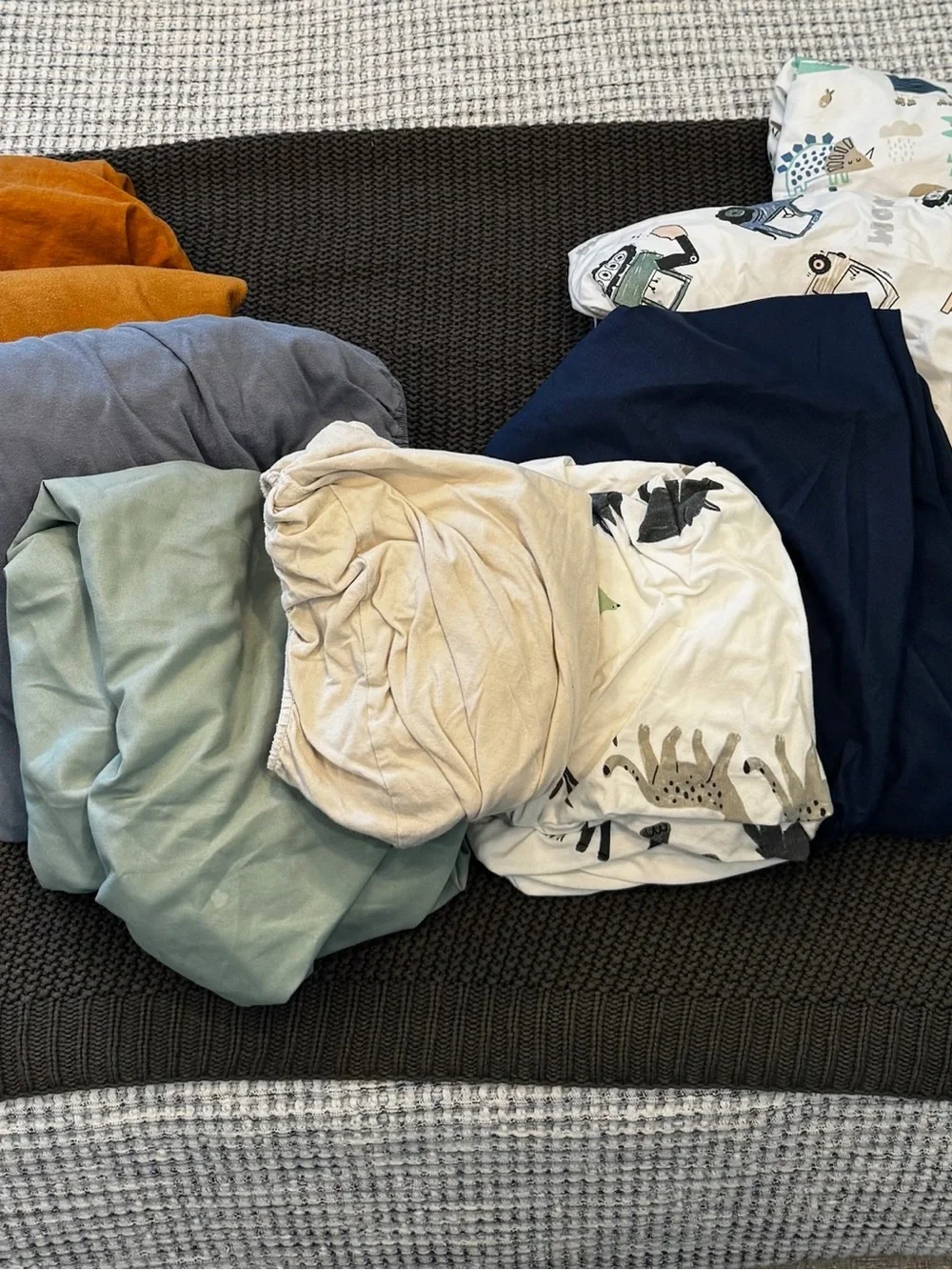 Mixed Fitted Sheets & Bedding Set - Neutral and Blue Tones
